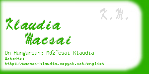 klaudia macsai business card